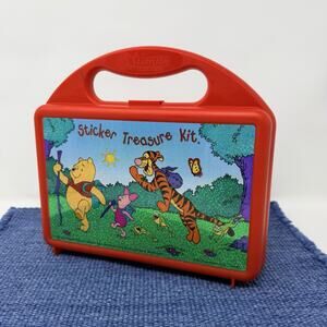 Vintage 90s Red Sandylion Winnie the Pooh Holographic Sticker Storage Case Only